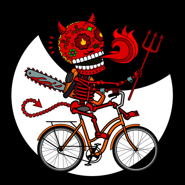 骑自行车的卡通魔鬼图片