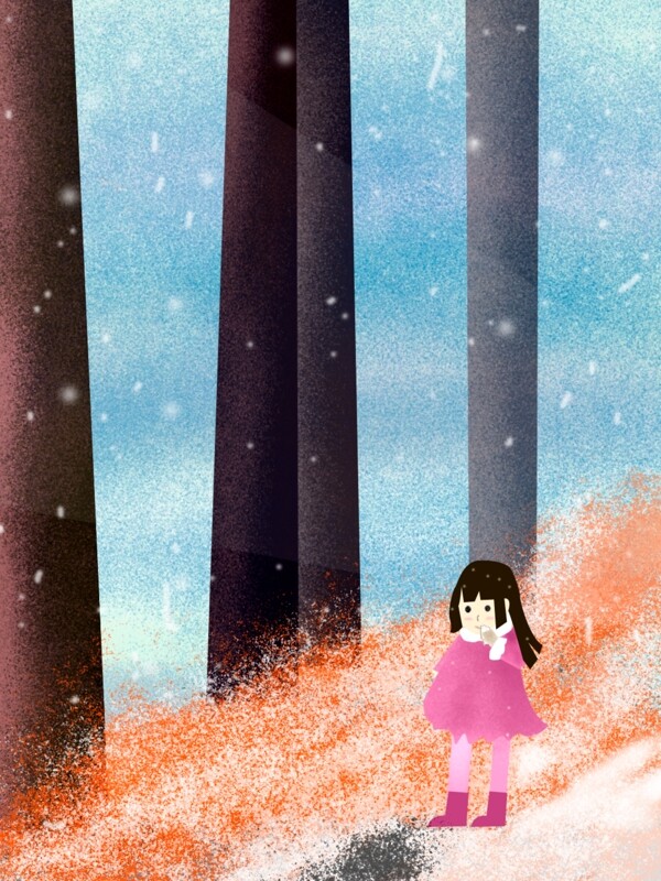 純原創(chuàng)冬至唯美吃餃子的小女孩雪景背景
