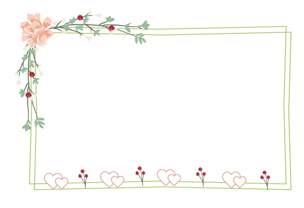 情人节唯美花藤简约绿色细线植物可爱矢量边框