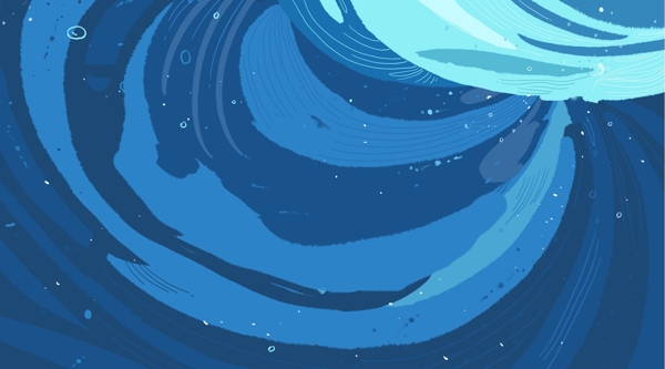 抽象手绘蓝色海洋插画背景