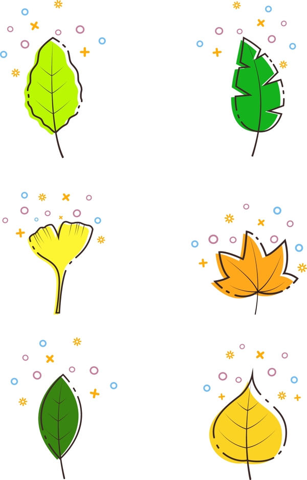 MBE图标树叶卡通植物印花图案可商用元素