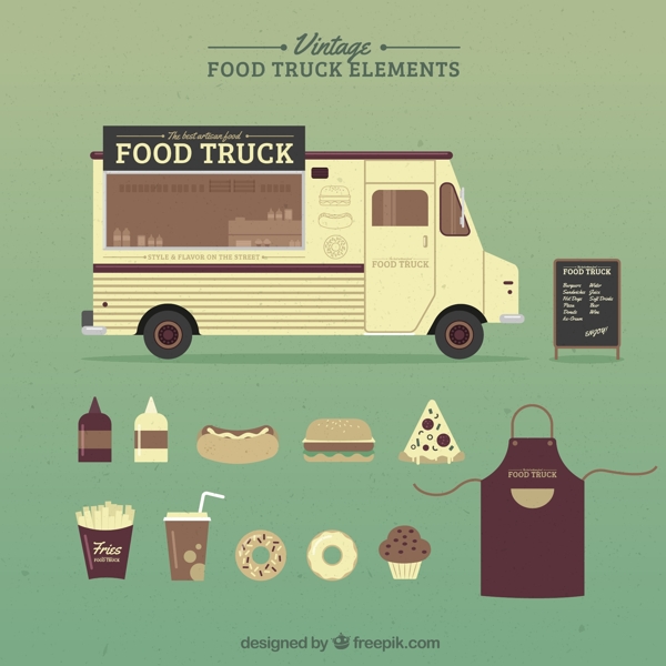 手拉的老式食品卡车及配件