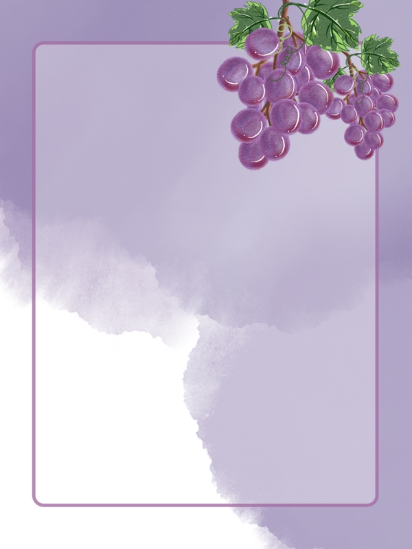 纯原创手绘水彩水果紫色清新背景psd