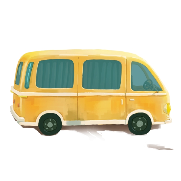手绘一辆黄色大巴车