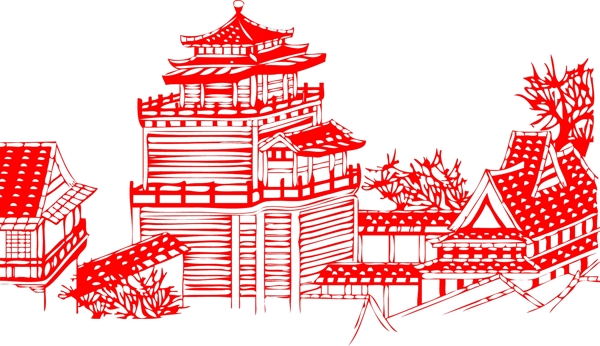 建筑風(fēng)景剪紙圖片
