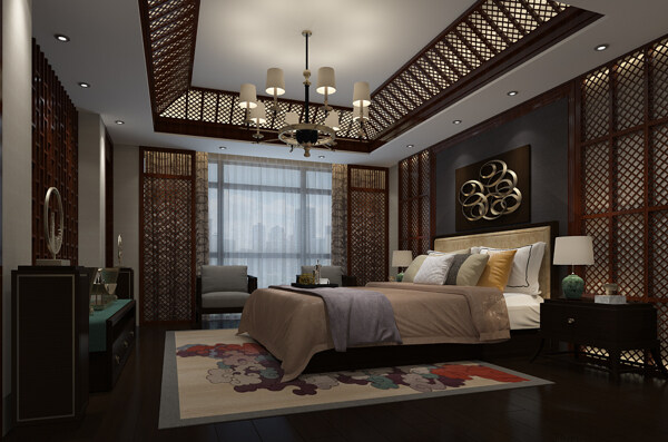 古典中式卧室背景