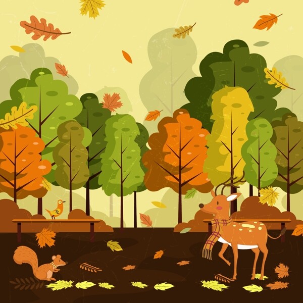 秋天公园里的动物图片