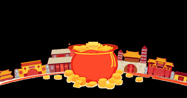 紅色喜慶新年png元素素材
