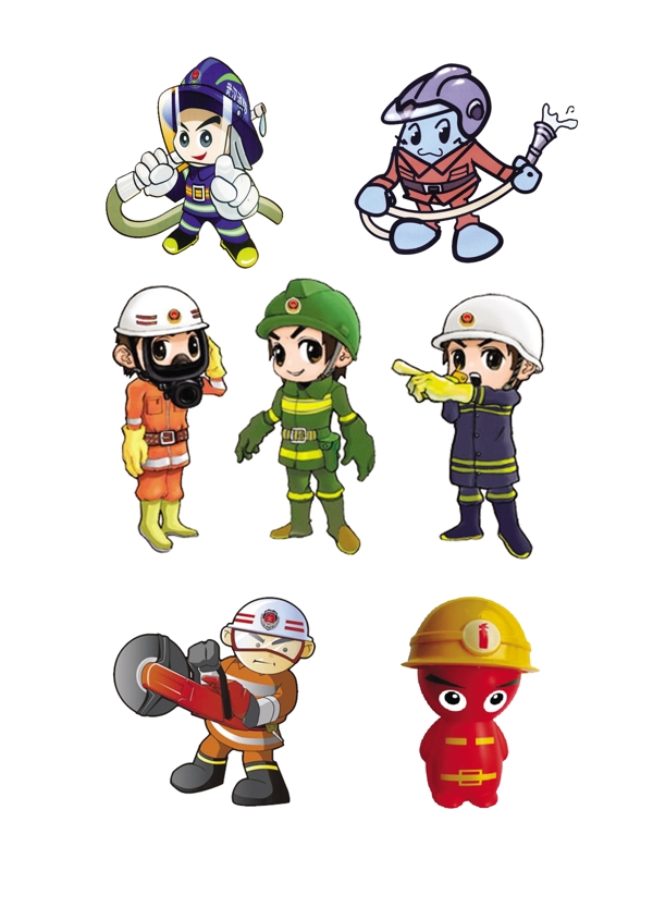 消防卡通人物分层素材消防人物图片