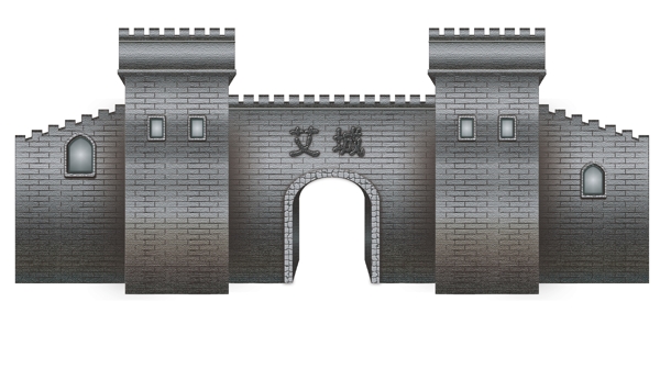 古代灰色城門城墻