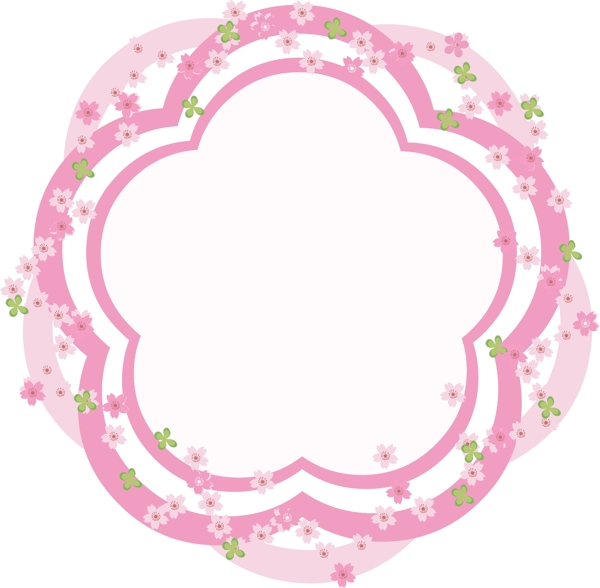 粉红色小清新卡通樱花形状边框