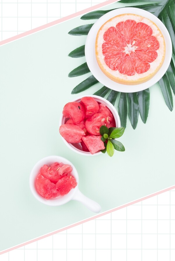 水果夏季饮品清新简约背景素材
