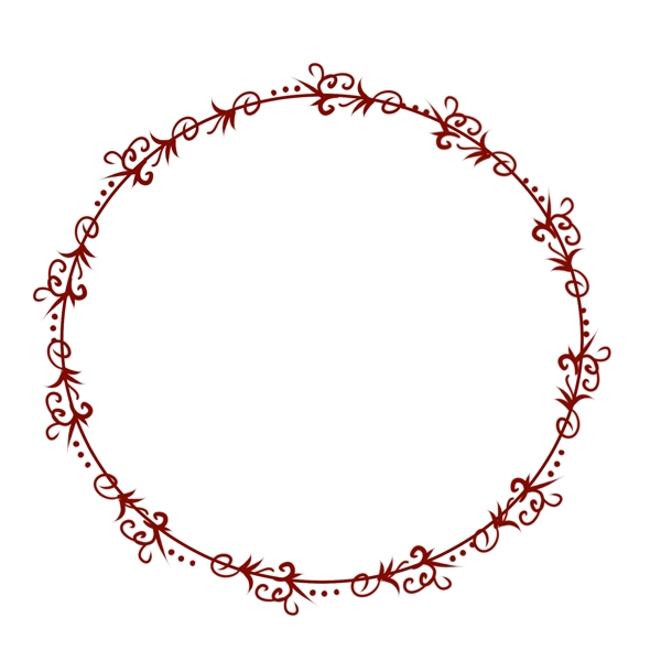 红色圆形花环边框插画