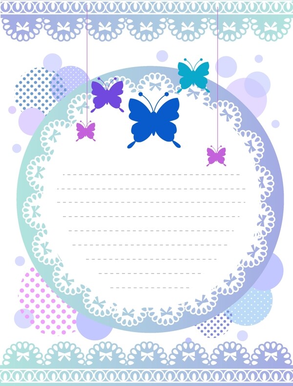 蝴蝶花边信纸背景图片