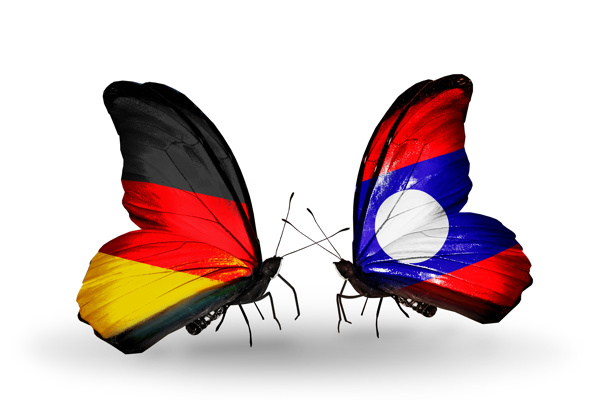 德国与老挝蝴蝶国旗