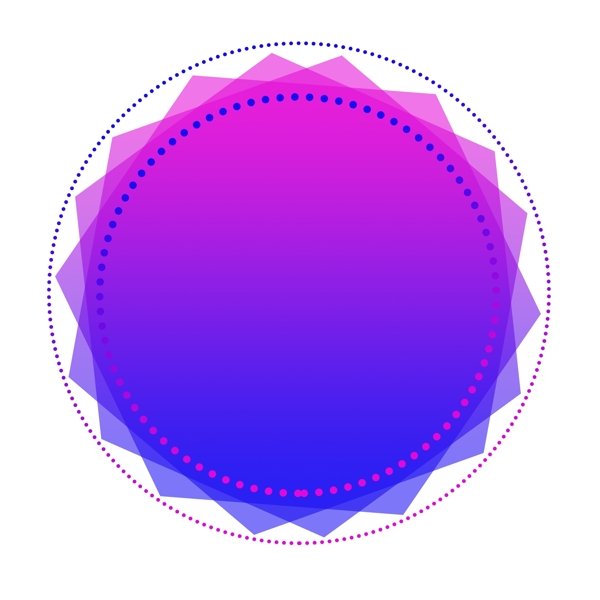 圆形渐变蓝紫色科技感边框素材可商用
