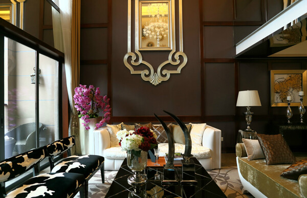 现代时尚轻奢客厅白色沙发室内装修效果图
