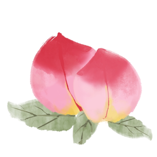 中国风水墨彩绘水果静物桃子