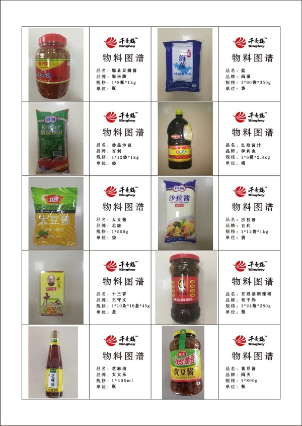 千喜鶴調(diào)料標(biāo)簽卡片