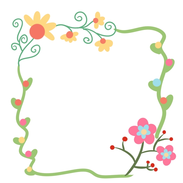 花朵邊框卡通插畫