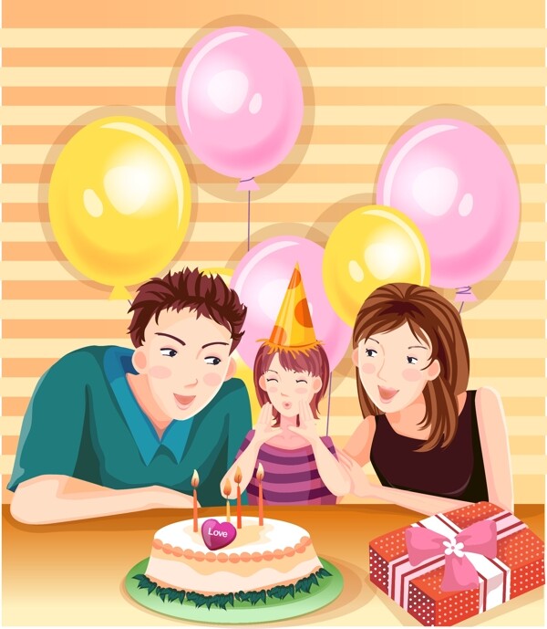 過生日的一家人