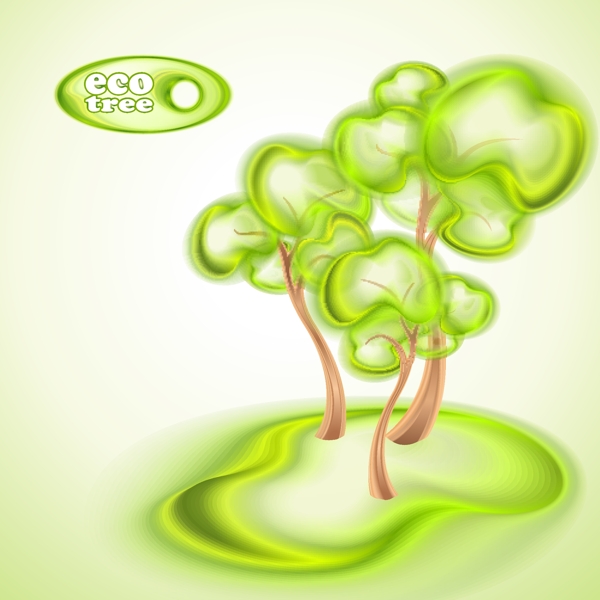 生态绿色树艺术抽象的矢量图形