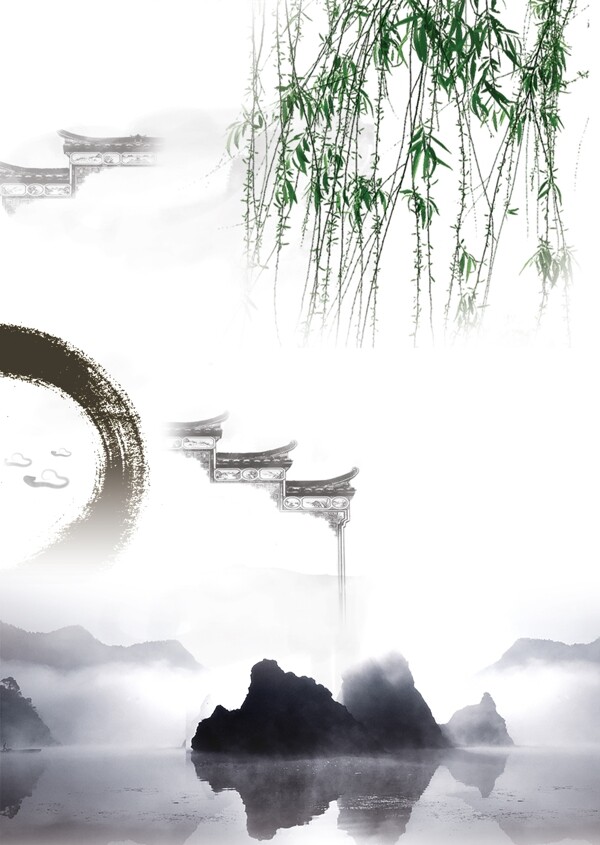 中國風柳葉背景
