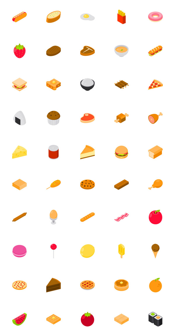 50枚食物轴测图标sketch素材