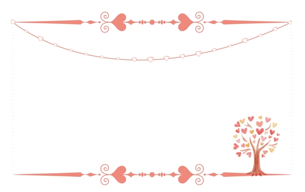 情人节西瓜红色手绘爱情树简约爱情造型矢量边框