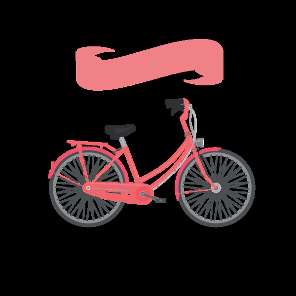红色单车自行车插画免抠png透明图层素材