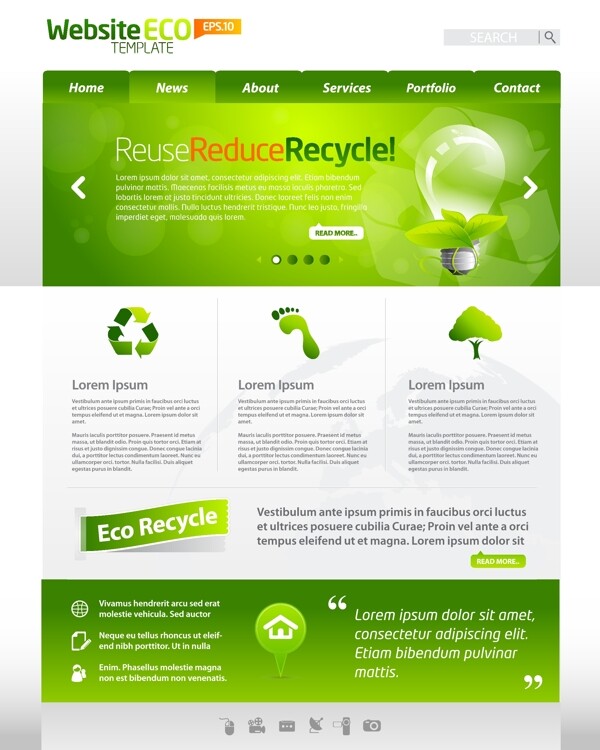 绿色生态的网站模板设计矢量图04