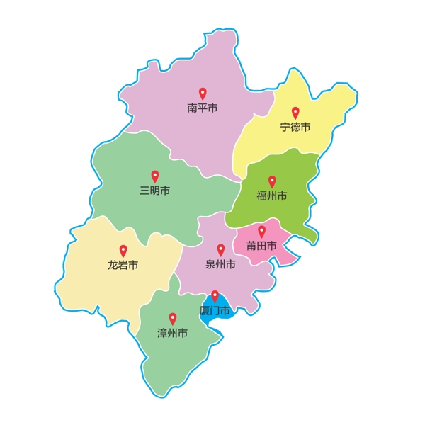 福建省区域地图矢量素材