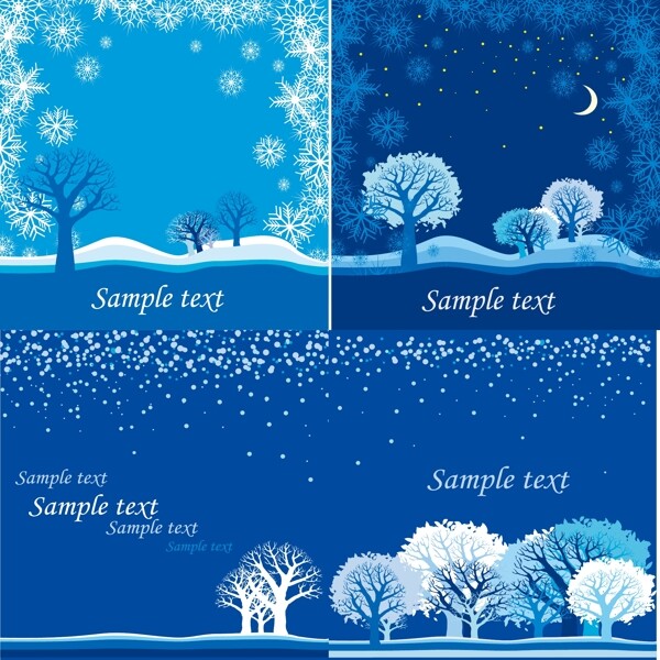 冬日雪景矢量素材