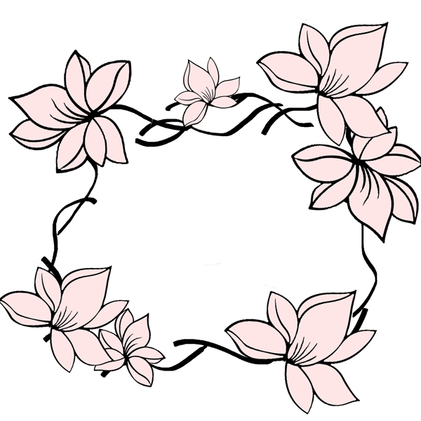 粉色的莲花边框插画