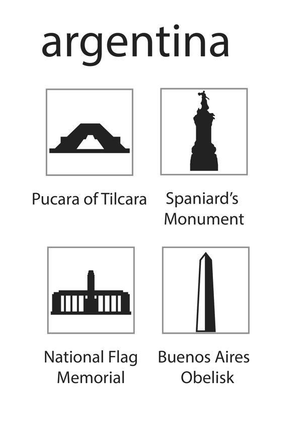 阿根廷地标性建筑剪影矢量图标