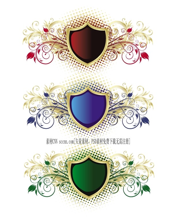 花紋點(diǎn)綴盾牌造型邊框矢量素材