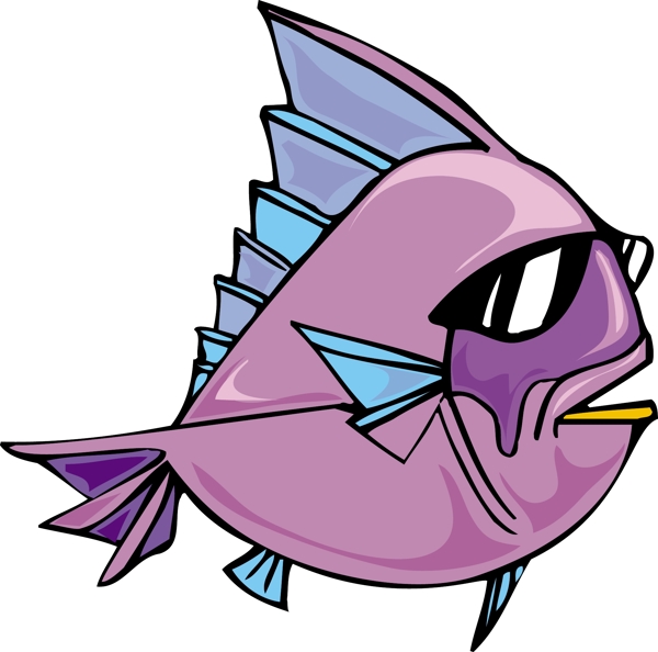 印花矢量圖動物魚色彩藍色免費素材