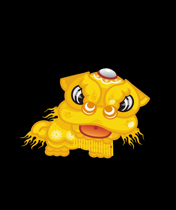卡通黃色獅子png元素