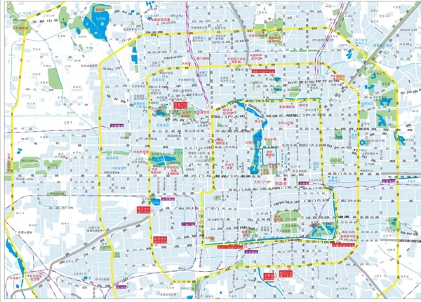 北京市精画地图矢量素材