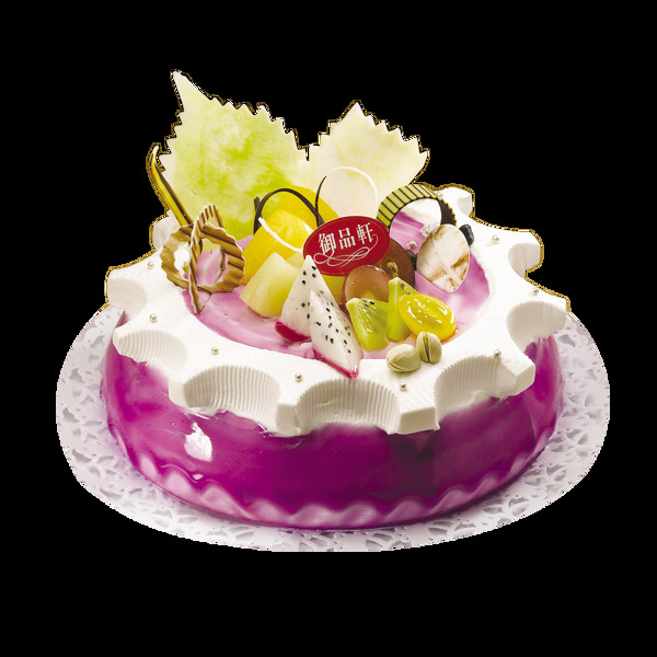 紫色奶油水果蛋糕素材