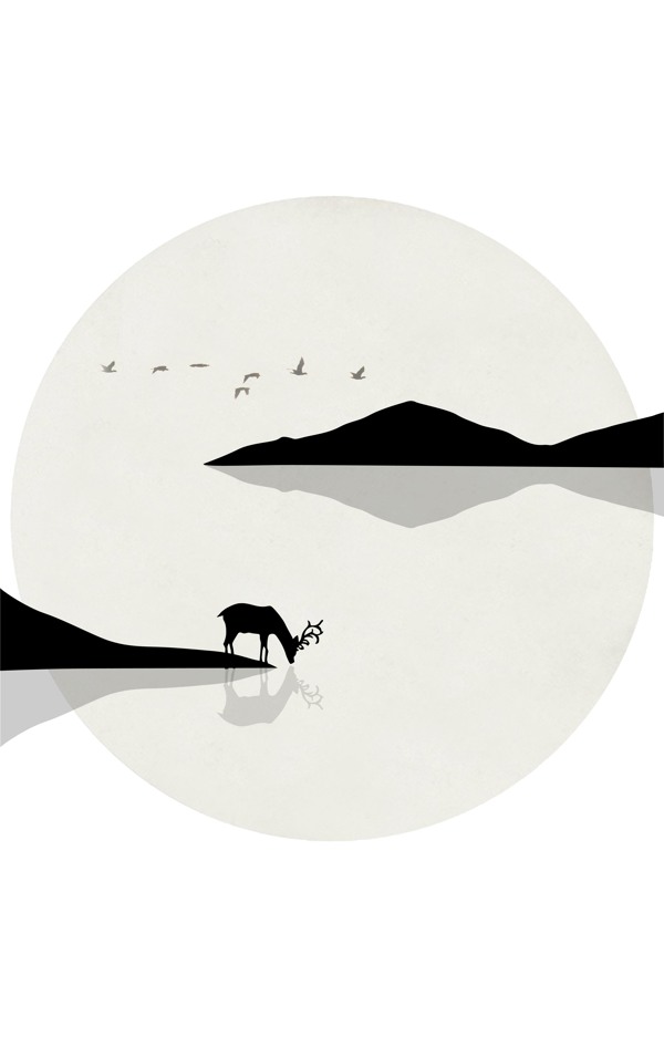 北欧小清新森林麋鹿动物装饰画