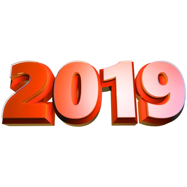2019紅色立體C4D數(shù)字藝術(shù)字