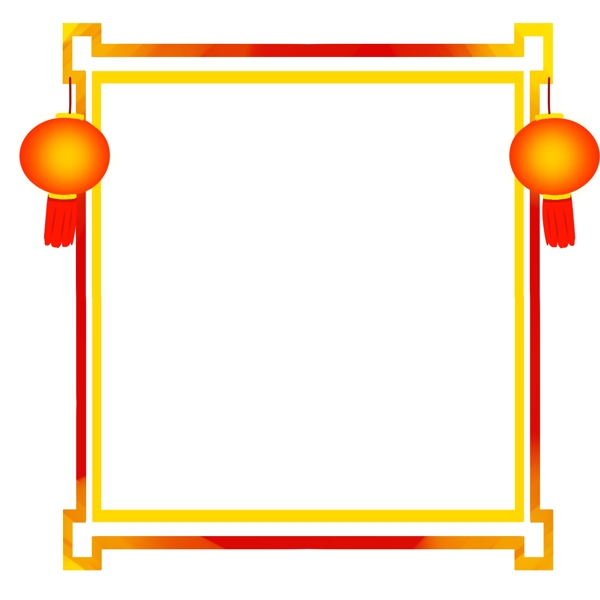 金红色边框灯笼新年春节喜庆装饰边框节日中国风