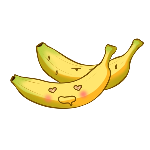 手绘两只表情的水果香蕉