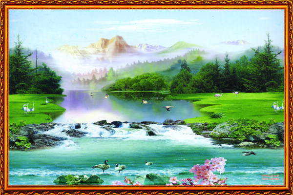 仙境湖畔自然风景画