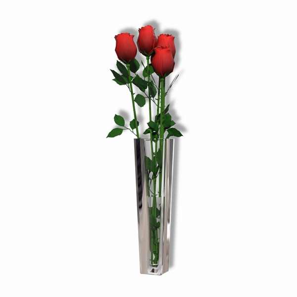 玻璃花瓶玫瑰插花