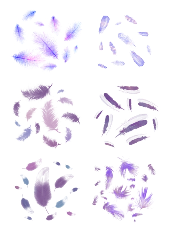 蓝紫色渐变羽毛漂浮设计元素背景底纹