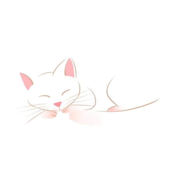 手绘可爱睡着的小猫咪免抠素材
