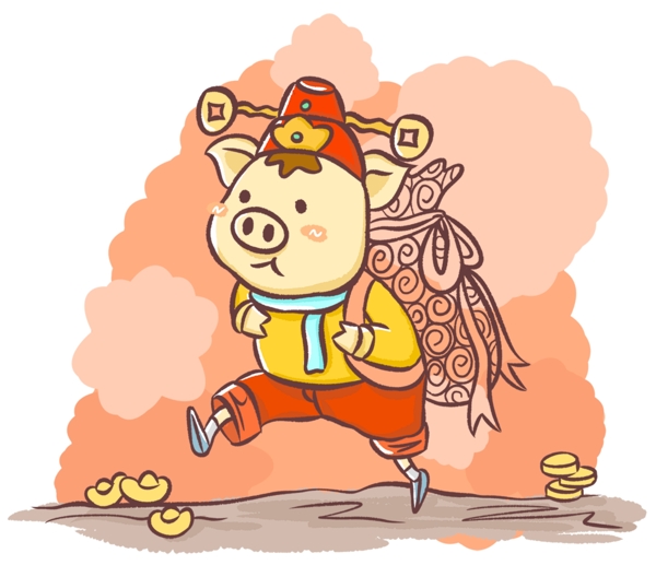 可爱猪形象卡通设计