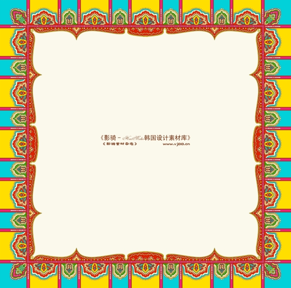 彩色花紋邊框設計素材